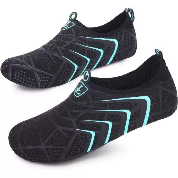 LRUN Women Water Shoes Mens Barefoot Skin Aqua Socks for Run Dive Surf Swim Beach Yoga Quick DryingAline Black Blue