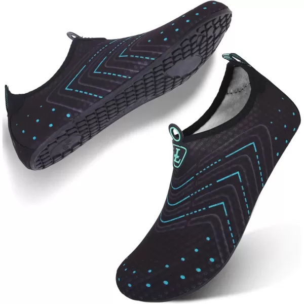 LRUN Women Water Shoes Mens Barefoot Skin Aqua Socks for Run Dive Surf Swim Beach Yoga Quick DryingBblack Blue Dot