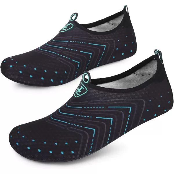 LRUN Women Water Shoes Mens Barefoot Skin Aqua Socks for Run Dive Surf Swim Beach Yoga Quick DryingBblack Blue Dot