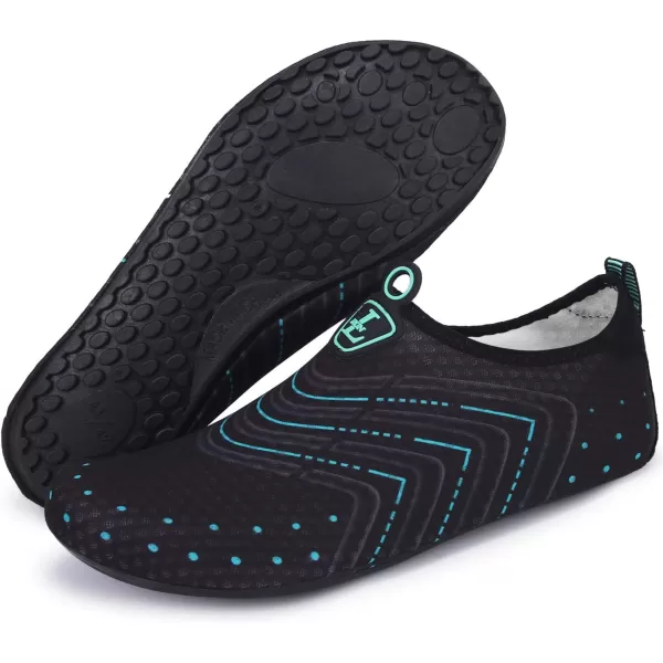 LRUN Women Water Shoes Mens Barefoot Skin Aqua Socks for Run Dive Surf Swim Beach Yoga Quick DryingBblack Blue Dot