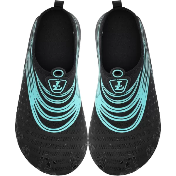 LRUN Women Water Shoes Mens Barefoot Skin Aqua Socks for Run Dive Surf Swim Beach Yoga Quick DryingBlack Blue Mesh