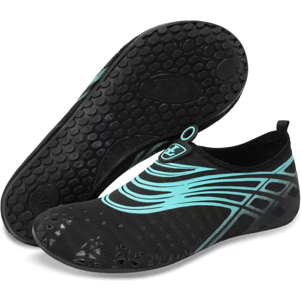 LRUN Women Water Shoes Mens Barefoot Skin Aqua Socks for Run Dive Surf Swim Beach Yoga Quick DryingBlack Blue Mesh