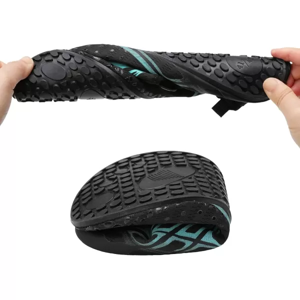 LRUN Women Water Shoes Mens Barefoot Skin Aqua Socks for Run Dive Surf Swim Beach Yoga Quick DryingBlack Blue Mesh