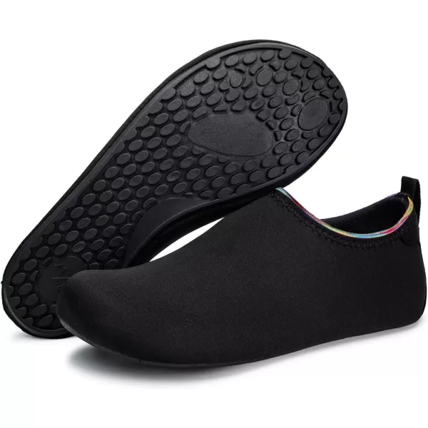 LRUN Women Water Shoes Mens Barefoot Skin Aqua Socks for Run Dive Surf Swim Beach Yoga Quick DryingBlack Gold