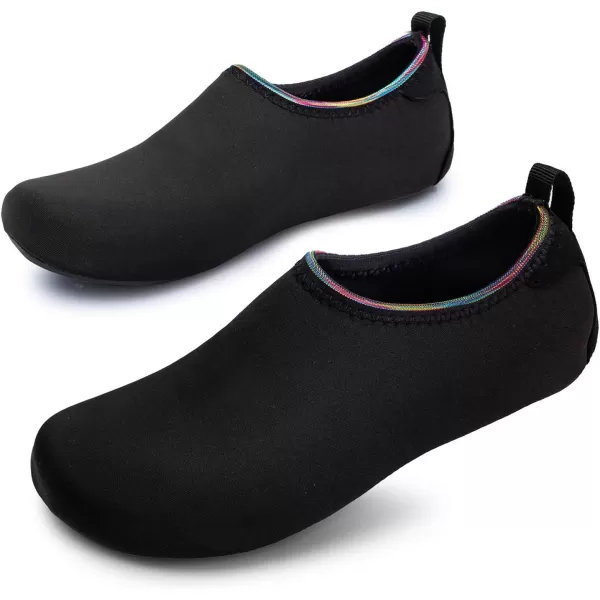 LRUN Women Water Shoes Mens Barefoot Skin Aqua Socks for Run Dive Surf Swim Beach Yoga Quick DryingBlack Gold