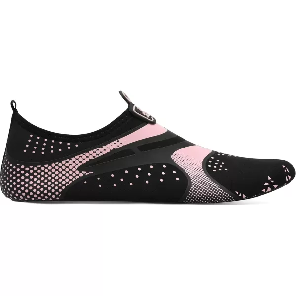 LRUN Women Water Shoes Mens Barefoot Skin Aqua Socks for Run Dive Surf Swim Beach Yoga Quick DryingBlack Pink Dot