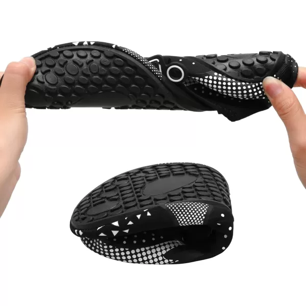 LRUN Women Water Shoes Mens Barefoot Skin Aqua Socks for Run Dive Surf Swim Beach Yoga Quick DryingBlack Silver Dot