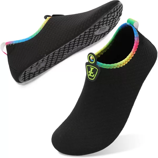 LRUN Women Water Shoes Mens Barefoot Skin Aqua Socks for Run Dive Surf Swim Beach Yoga Quick DryingBlacknew