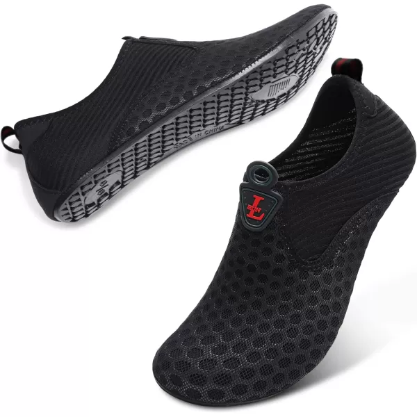 LRUN Women Water Shoes Mens Barefoot Skin Aqua Socks for Run Dive Surf Swim Beach Yoga Quick DryingDot Blackn