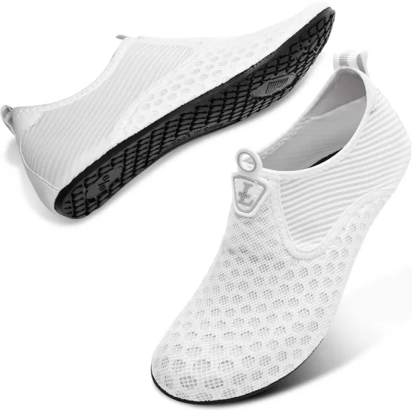 LRUN Women Water Shoes Mens Barefoot Skin Aqua Socks for Run Dive Surf Swim Beach Yoga Quick DryingDot Whiten