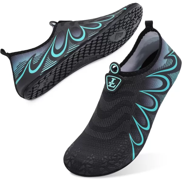 LRUN Women Water Shoes Mens Barefoot Skin Aqua Socks for Run Dive Surf Swim Beach Yoga Quick DryingG Black Blue