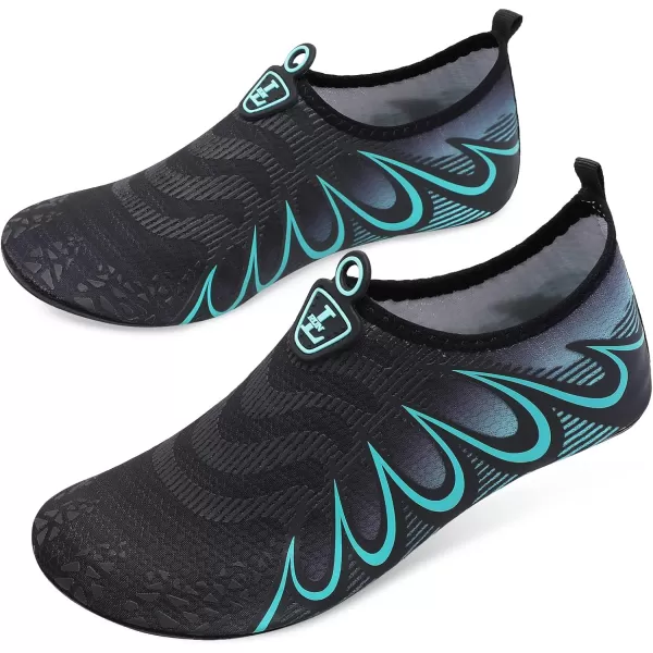 LRUN Women Water Shoes Mens Barefoot Skin Aqua Socks for Run Dive Surf Swim Beach Yoga Quick DryingG Black Blue