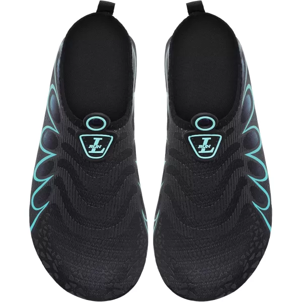 LRUN Women Water Shoes Mens Barefoot Skin Aqua Socks for Run Dive Surf Swim Beach Yoga Quick DryingG Black Blue