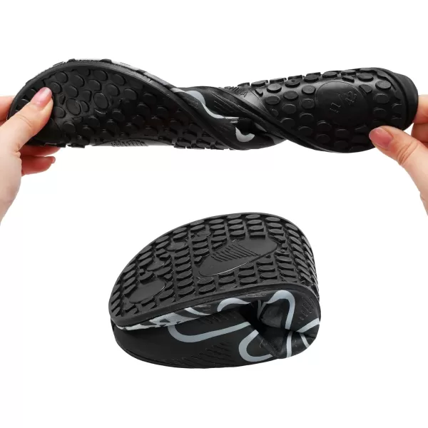 LRUN Women Water Shoes Mens Barefoot Skin Aqua Socks for Run Dive Surf Swim Beach Yoga Quick DryingG Black Grey