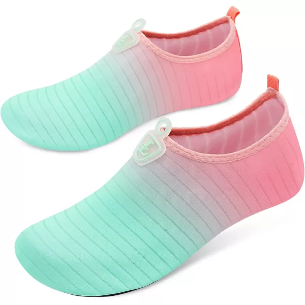LRUN Women Water Shoes Mens Barefoot Skin Aqua Socks for Run Dive Surf Swim Beach Yoga Quick DryingG Green Pink