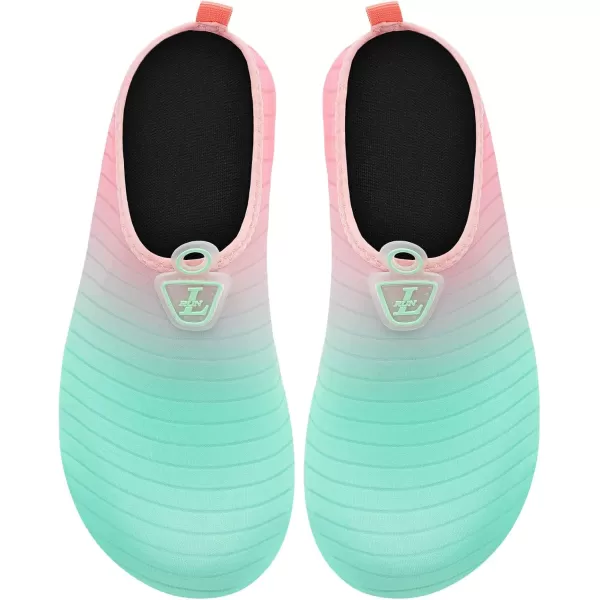 LRUN Women Water Shoes Mens Barefoot Skin Aqua Socks for Run Dive Surf Swim Beach Yoga Quick DryingG Green Pink