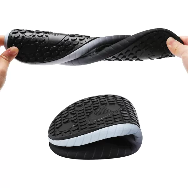 LRUN Women Water Shoes Mens Barefoot Skin Aqua Socks for Run Dive Surf Swim Beach Yoga Quick DryingG Grey Black