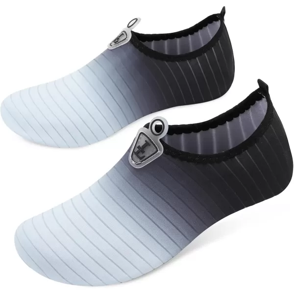 LRUN Women Water Shoes Mens Barefoot Skin Aqua Socks for Run Dive Surf Swim Beach Yoga Quick DryingG Grey Black