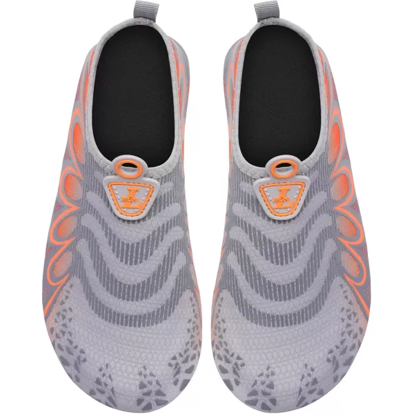 LRUN Women Water Shoes Mens Barefoot Skin Aqua Socks for Run Dive Surf Swim Beach Yoga Quick DryingG Grey Orange