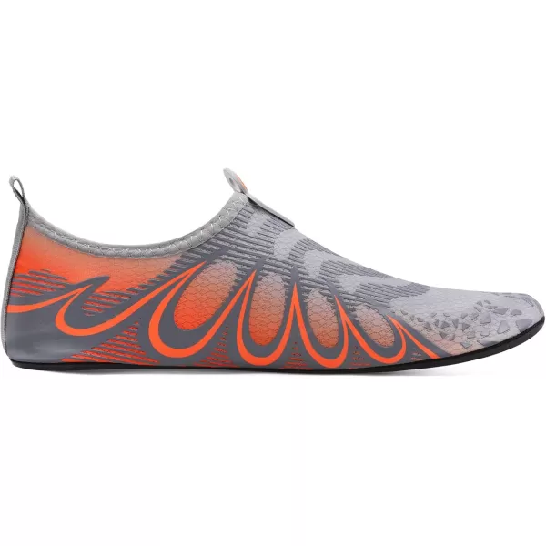 LRUN Women Water Shoes Mens Barefoot Skin Aqua Socks for Run Dive Surf Swim Beach Yoga Quick DryingG Grey Orange