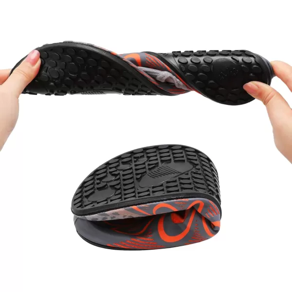 LRUN Women Water Shoes Mens Barefoot Skin Aqua Socks for Run Dive Surf Swim Beach Yoga Quick DryingG Grey Orange