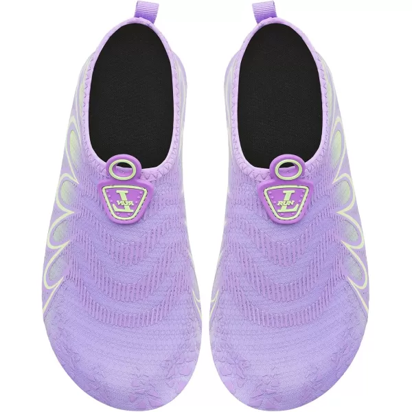 LRUN Women Water Shoes Mens Barefoot Skin Aqua Socks for Run Dive Surf Swim Beach Yoga Quick DryingG Purple Green