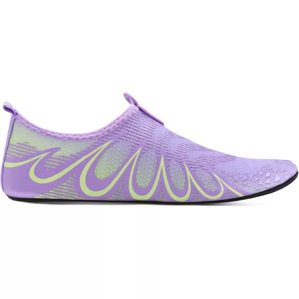 LRUN Women Water Shoes Mens Barefoot Skin Aqua Socks for Run Dive Surf Swim Beach Yoga Quick DryingG Purple Green