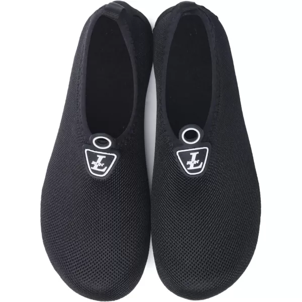 LRUN Women Water Shoes Mens Barefoot Skin Aqua Socks for Run Dive Surf Swim Beach Yoga Quick DryingMeshblack