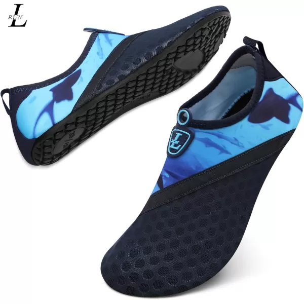 LRUN Women Water Shoes Mens Barefoot Skin Aqua Socks for Run Dive Surf Swim Beach Yoga Quick DryingNavy Pattern