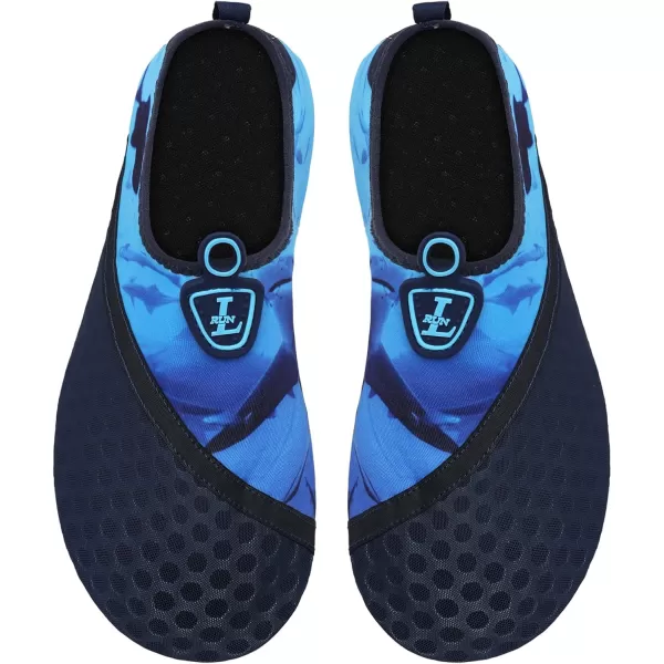 LRUN Women Water Shoes Mens Barefoot Skin Aqua Socks for Run Dive Surf Swim Beach Yoga Quick DryingNavy Pattern