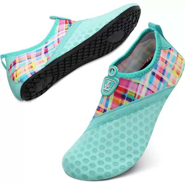 LRUN Women Water Shoes Mens Barefoot Skin Aqua Socks for Run Dive Surf Swim Beach Yoga Quick DryingSplice Blue