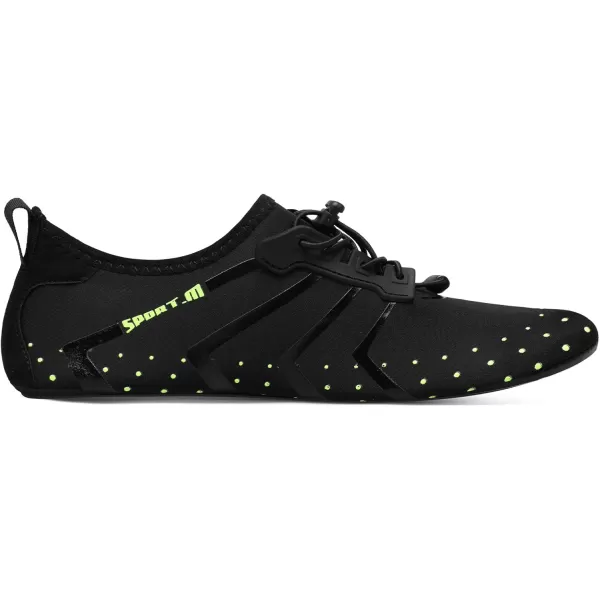 LRUN Women Water Shoes Mens Barefoot Skin Aqua Socks for Run Dive Surf Swim Beach Yoga Quick DryingStrip Black Dot