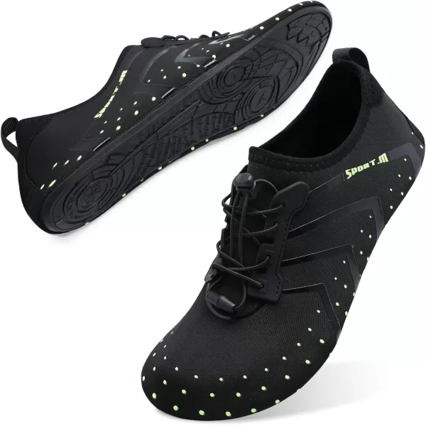 LRUN Women Water Shoes Mens Barefoot Skin Aqua Socks for Run Dive Surf Swim Beach Yoga Quick DryingStrip Black Dot