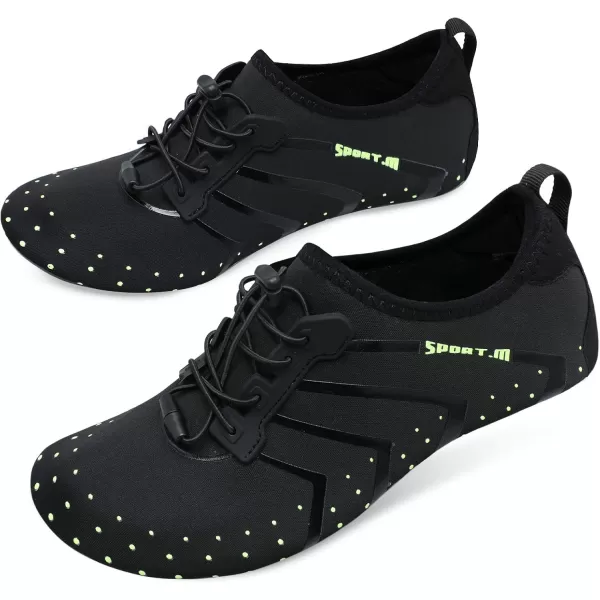 LRUN Women Water Shoes Mens Barefoot Skin Aqua Socks for Run Dive Surf Swim Beach Yoga Quick DryingStrip Black Dot