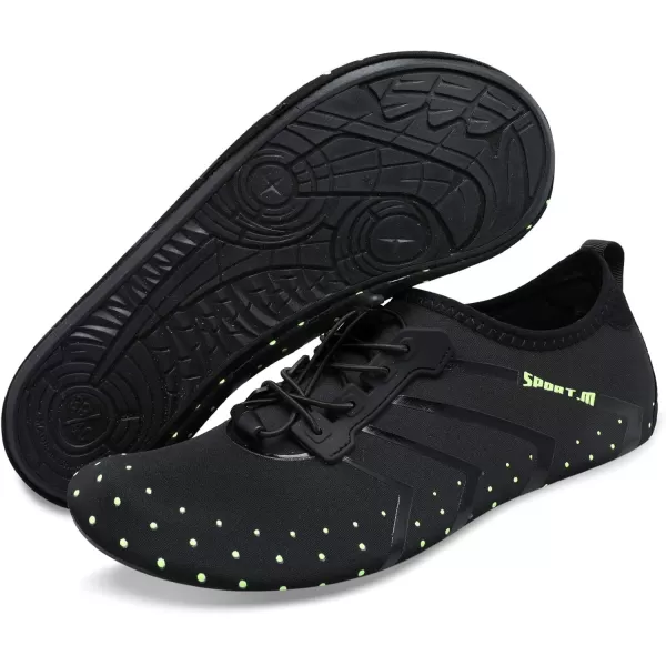 LRUN Women Water Shoes Mens Barefoot Skin Aqua Socks for Run Dive Surf Swim Beach Yoga Quick DryingStrip Black Dot