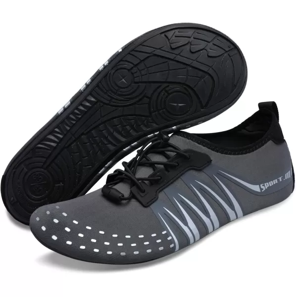 LRUN Women Water Shoes Mens Barefoot Skin Aqua Socks for Run Dive Surf Swim Beach Yoga Quick DryingStrip Grey Dot
