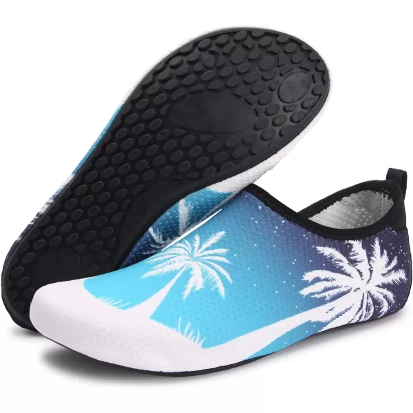 LRUN Women Water Shoes Mens Barefoot Skin Aqua Socks for Run Dive Surf Swim Beach Yoga Quick DryingWhite Blue