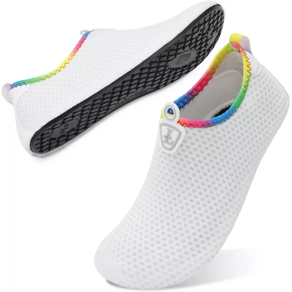 LRUN Women Water Shoes Mens Barefoot Skin Aqua Socks for Run Dive Surf Swim Beach Yoga Quick DryingWhite Holes
