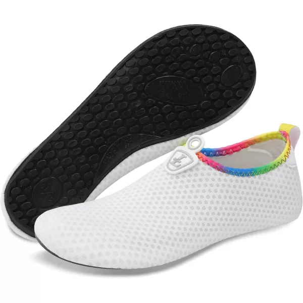 LRUN Women Water Shoes Mens Barefoot Skin Aqua Socks for Run Dive Surf Swim Beach Yoga Quick DryingWhite Holes