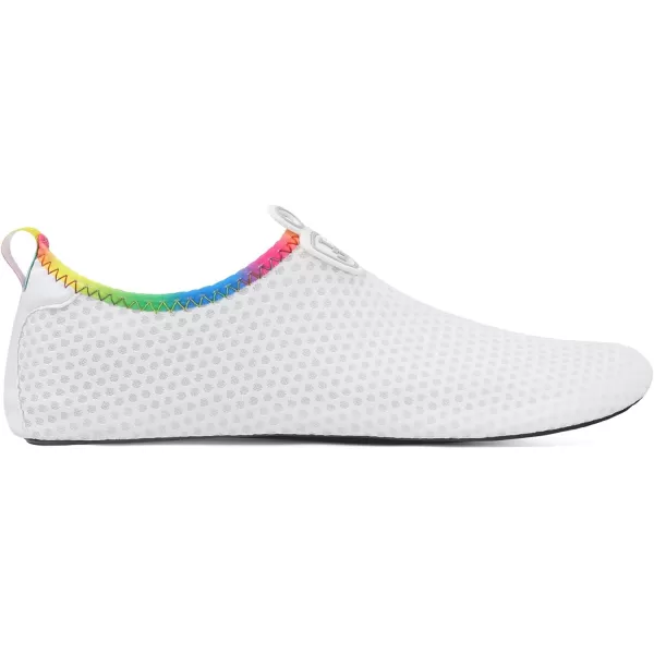 LRUN Women Water Shoes Mens Barefoot Skin Aqua Socks for Run Dive Surf Swim Beach Yoga Quick DryingWhite Holes