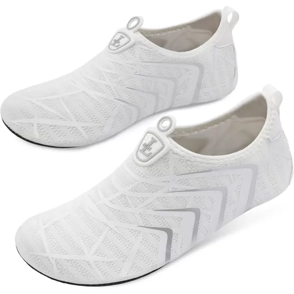 LRUN Women Water Shoes Mens Barefoot Skin Aqua Socks for Run Dive Surf Swim Beach Yoga Quick DryingWhite Lines