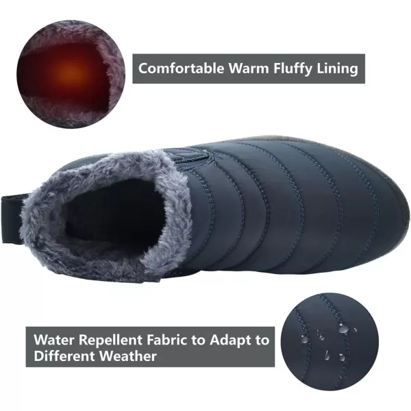 LRUN Womens Mens Snow Booties Winter Warm Shoes Navy Women12 Men10 M US