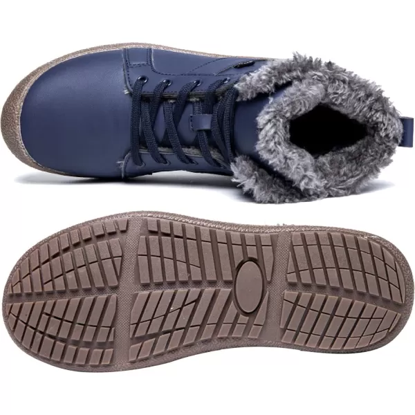 LRUN Womens Winter Boots Waterproof Fur Lined Snow Booties Navy 75 M US