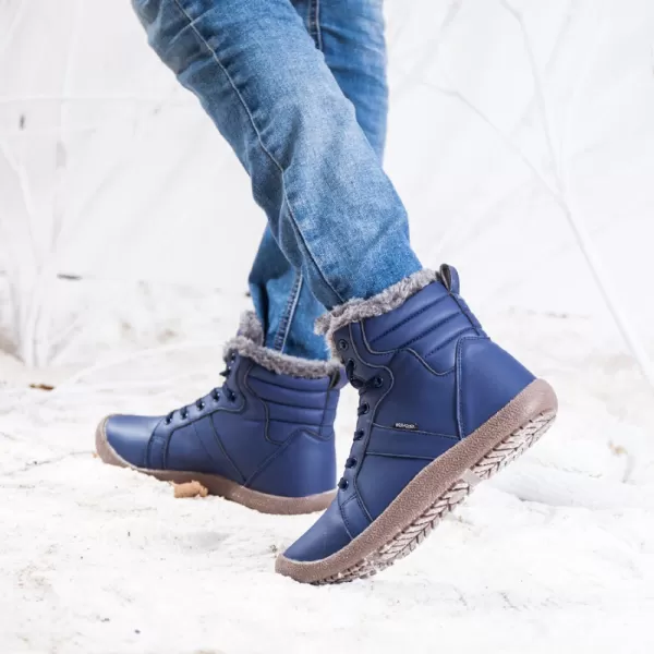LRUN Womens Winter Boots Waterproof Fur Lined Snow Booties Navy 75 M US