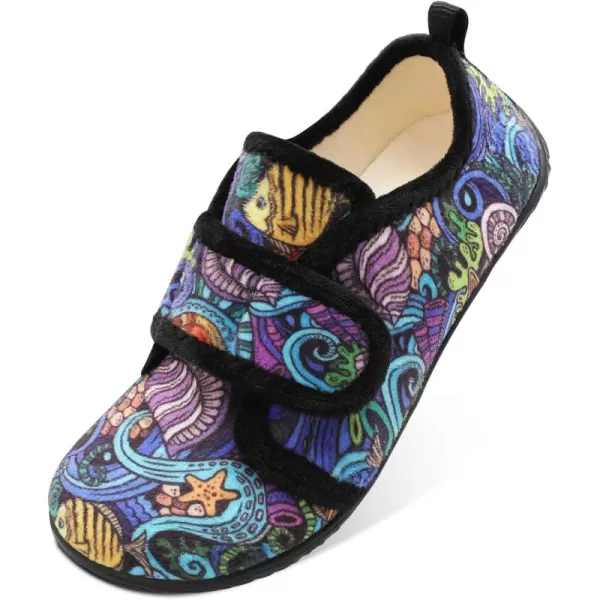 LRUN Barefoot Womens Men Slippers Soft House Slippers for Women Indoor and Outdoor Adjustable Mens Home Shoes Lightweight Bedroom SlippersSea World