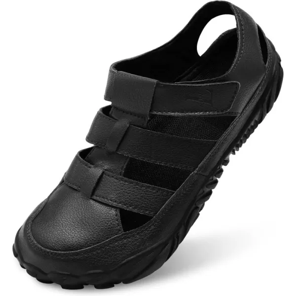 LRUN Flat Sandals Barefoot Platform Shoes Athletic Sports Sandals Walking Shoes for Women Men Indoor Outdoor SneakerBlack