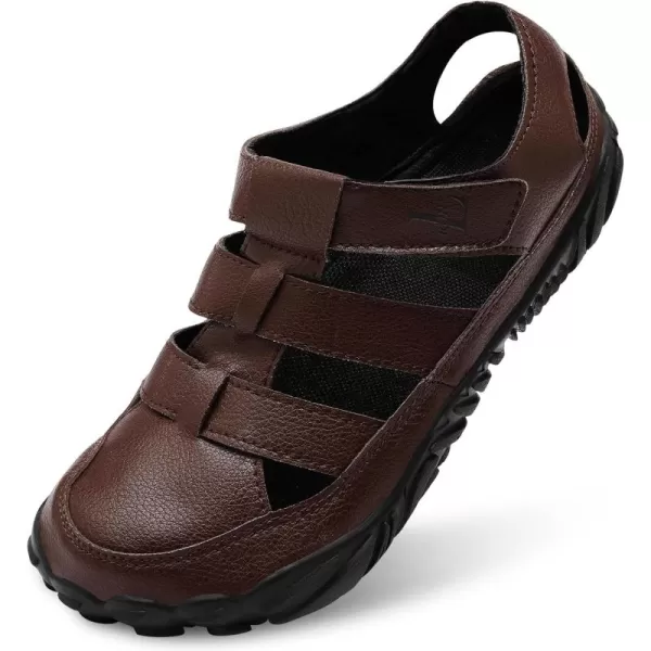 LRUN Flat Sandals Barefoot Platform Shoes Athletic Sports Sandals Walking Shoes for Women Men Indoor Outdoor SneakerBrown