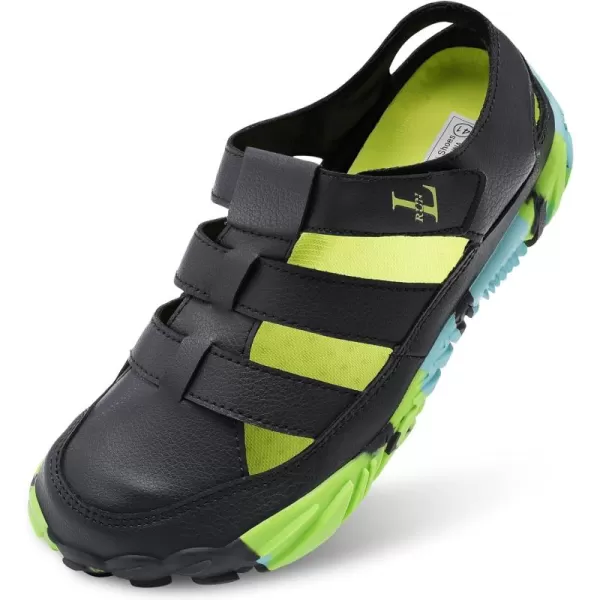 LRUN Flat Sandals Barefoot Platform Shoes Athletic Sports Sandals Walking Shoes for Women Men Indoor Outdoor SneakerDark Grey