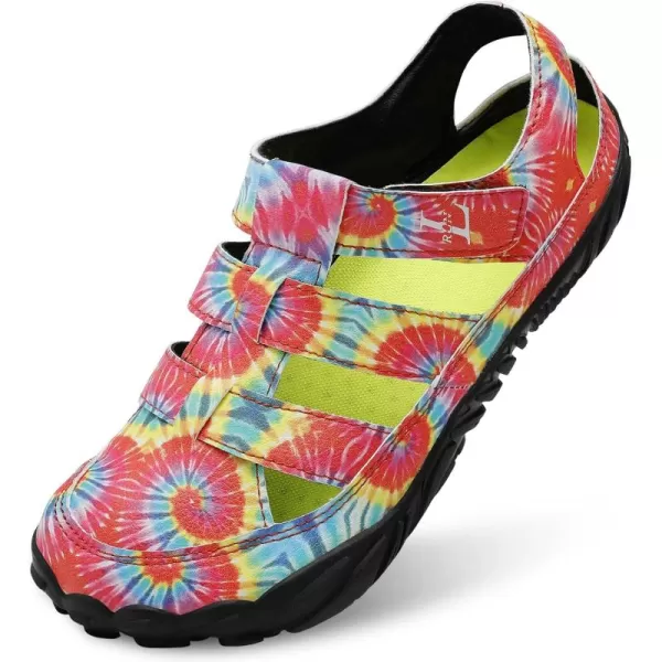 LRUN Flat Sandals Barefoot Platform Shoes Athletic Sports Sandals Walking Shoes for Women Men Indoor Outdoor SneakerRed Tie Dye