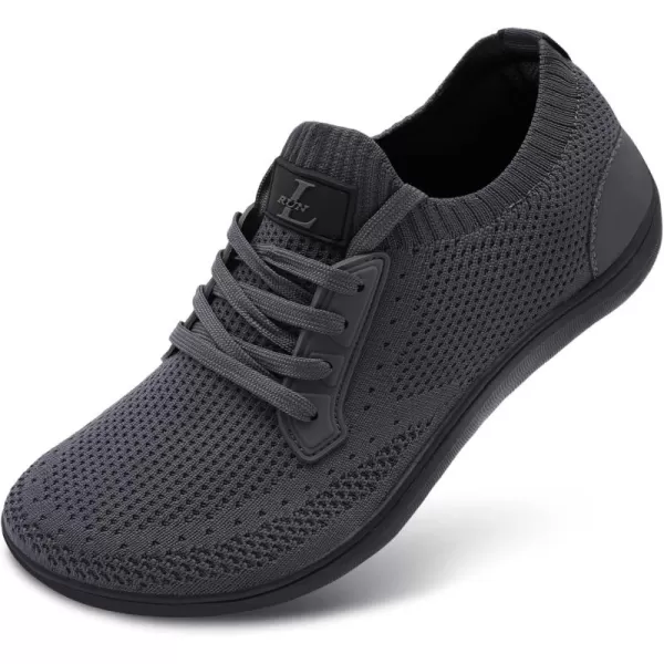 LRUN Mens Walking Shoes Wide Toe Barefoot Shoes Minimalist Mens Casual Dress Shoes Breathable Zero Drop Fashion SneakersDark Grey